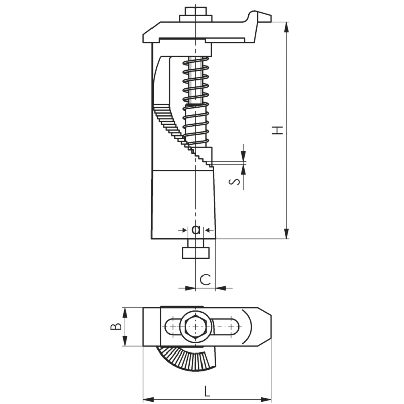 Helical clamp 12mm sz.1 clamping height 15-45mm