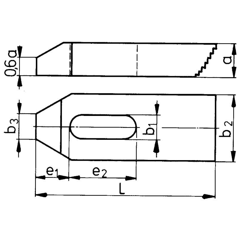 Clamp with stepped teeth 6.6x50mm, for clamping screw M6