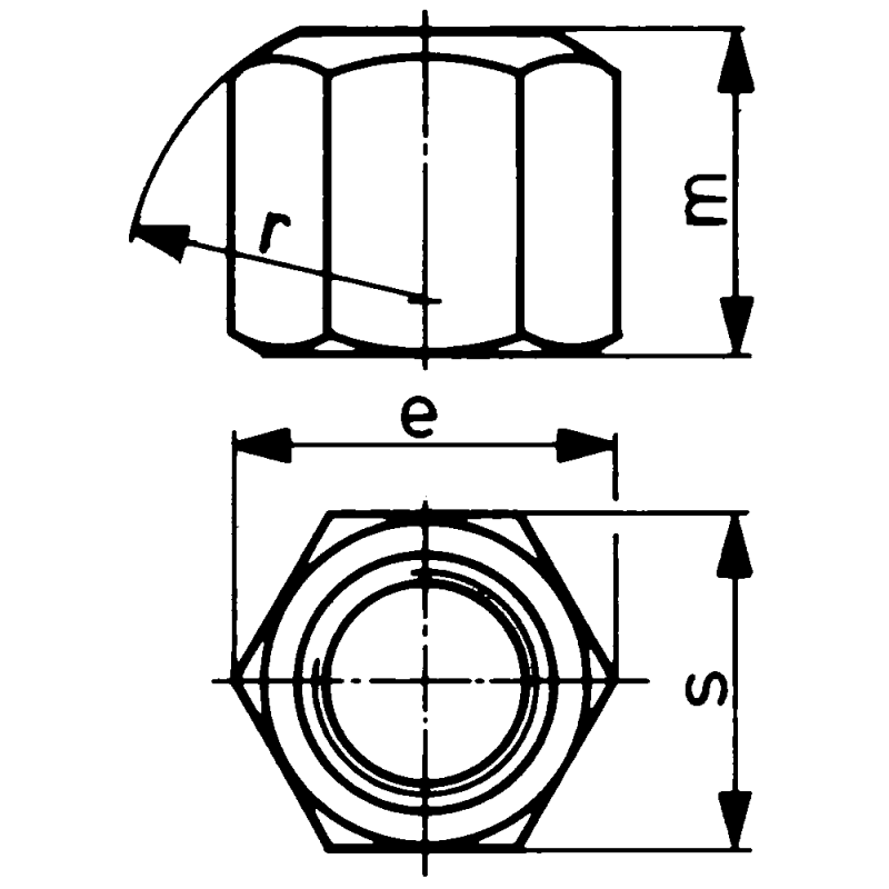 Hexagonal groove 1.5xD tall, DIN6330B, M6, 10mm