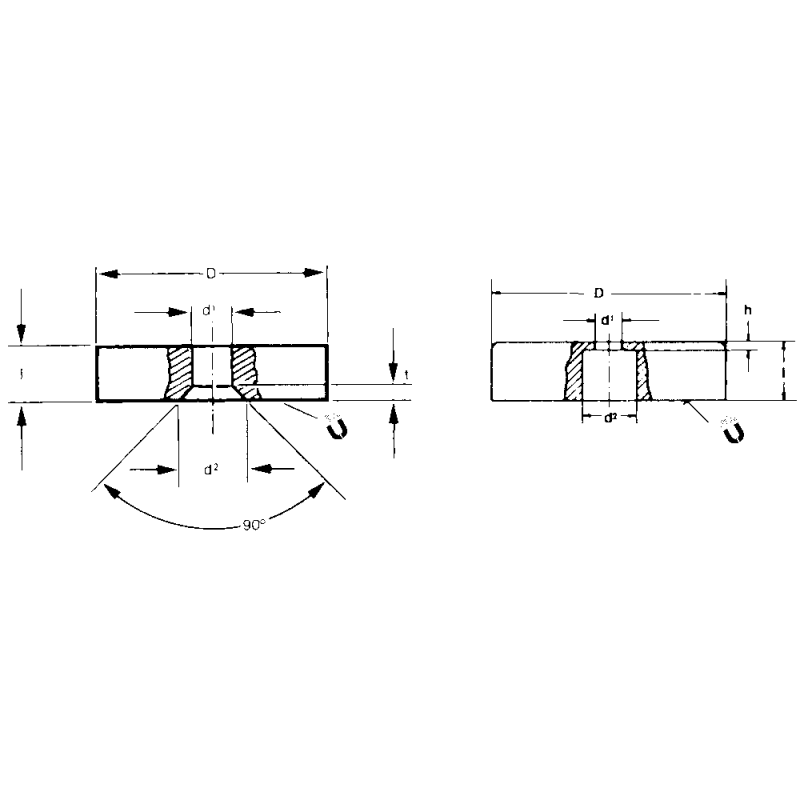 Pan-head pot magnet with bore, 16mm