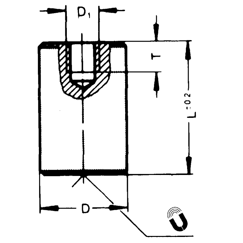 Pot magnet, round, bar gripper with internal thread, 6mm M3x5