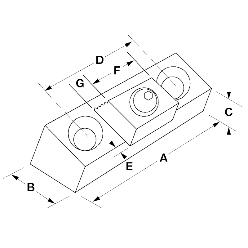 Combination pull-down clamping claw 43.2 x 19mm