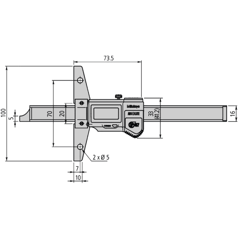 Sliding depth gauge, digital 150 mm (0.01 mm) IP67