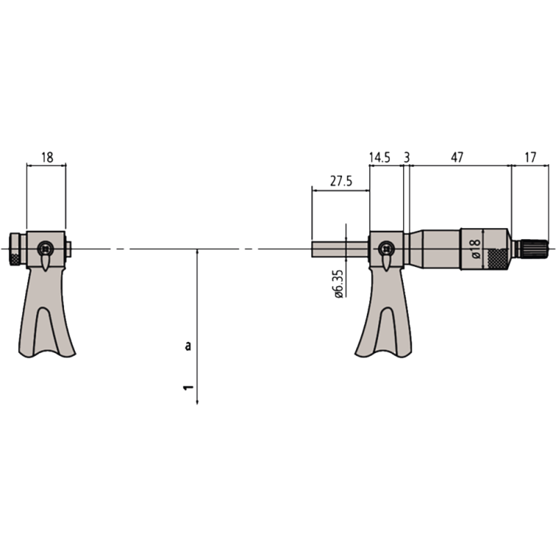Outside micrometer 0-25mm (0.01mm) D18 for thread measuring inserts