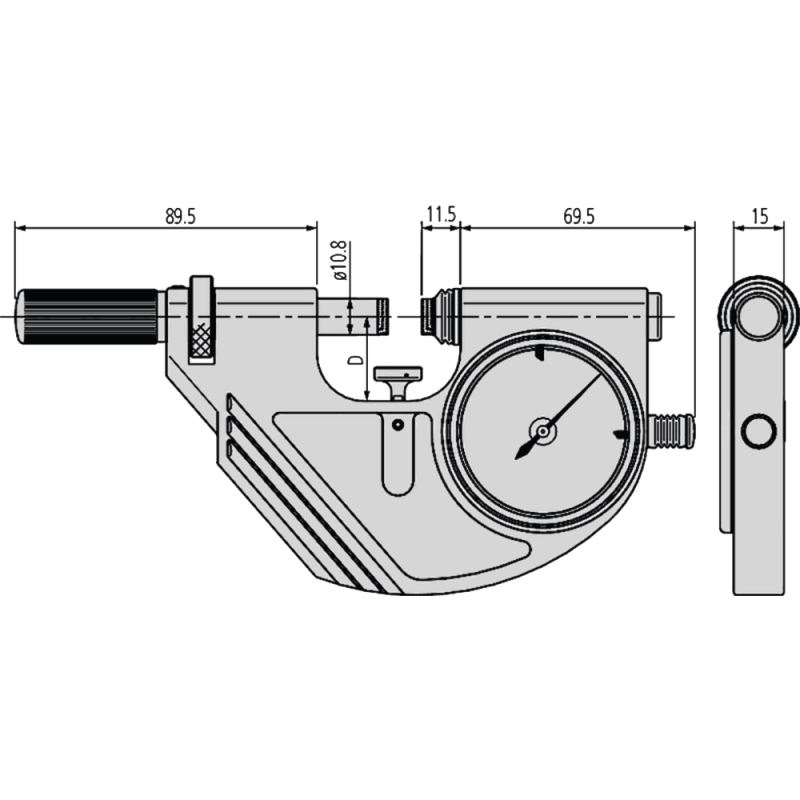 Passameter 0-25mm (0.001mm) with prec. dial comparators, display range ± 0.06mm