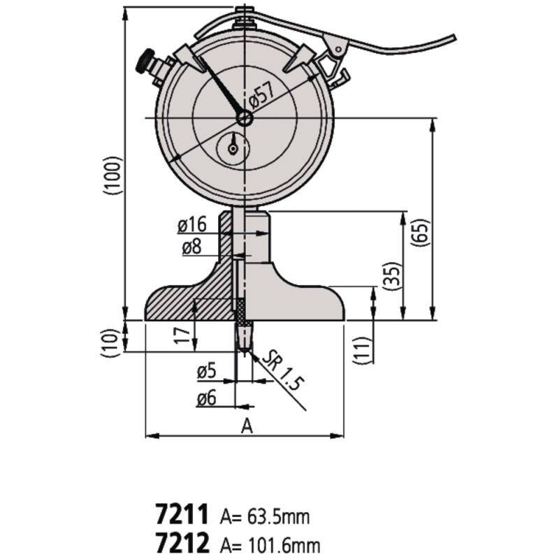 Depth bar 0-200mm, display 10mm (0.01mm) bridge 63.5x16mm