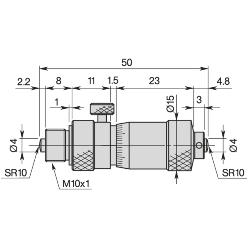 Inside micrometer head (0.01mm) 0-13mm hardened measuring face