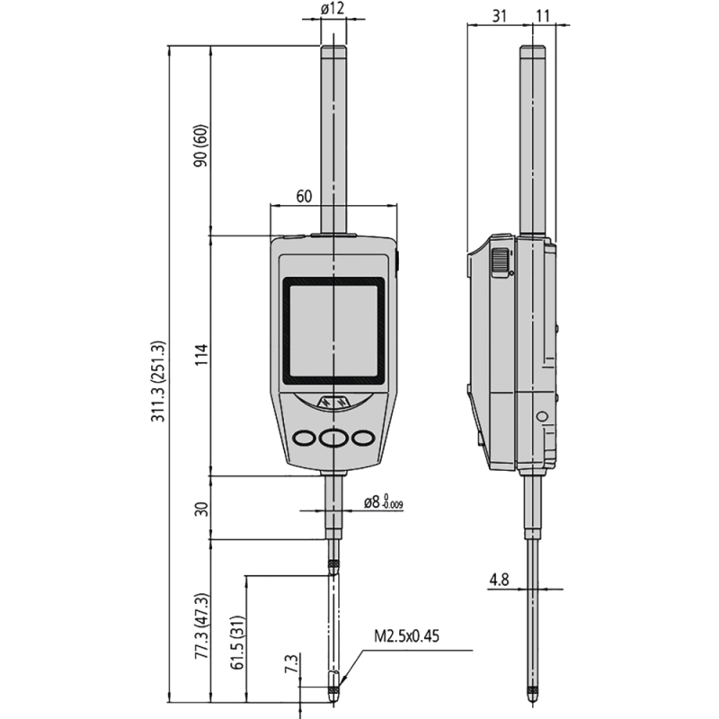 Digital dial indicator 30mm (0.001/0.0005mm) ID-H