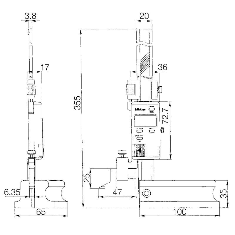 Height gauge + marking-out instrument 0-200mm (0.01mm) digital