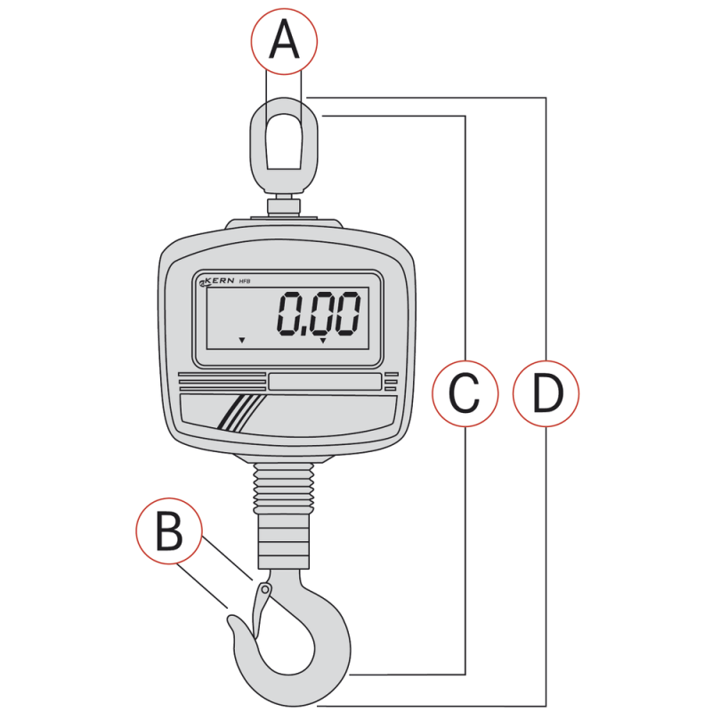High-resolution crane scales HCD, weighing range 60 kg (reading 20 g)