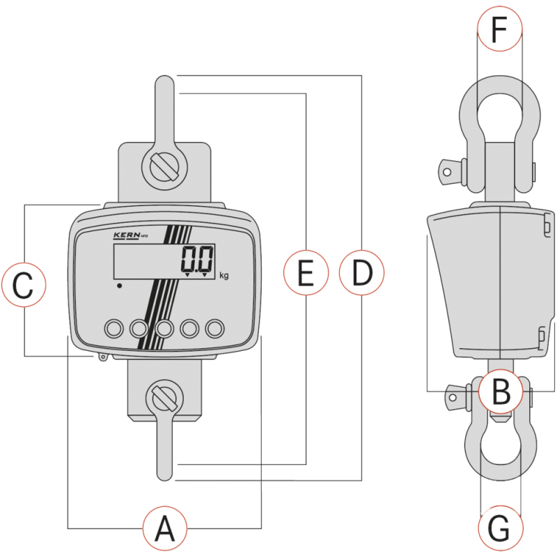 Crane scale HFD, weighing range 12000kg (min. reading 1000g)
