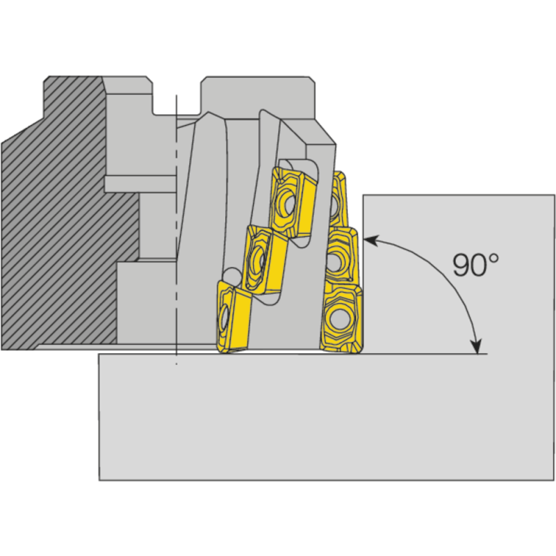 Roughing spiral flute milling cutter 90° 50x27mm, for 6 II AP..1604