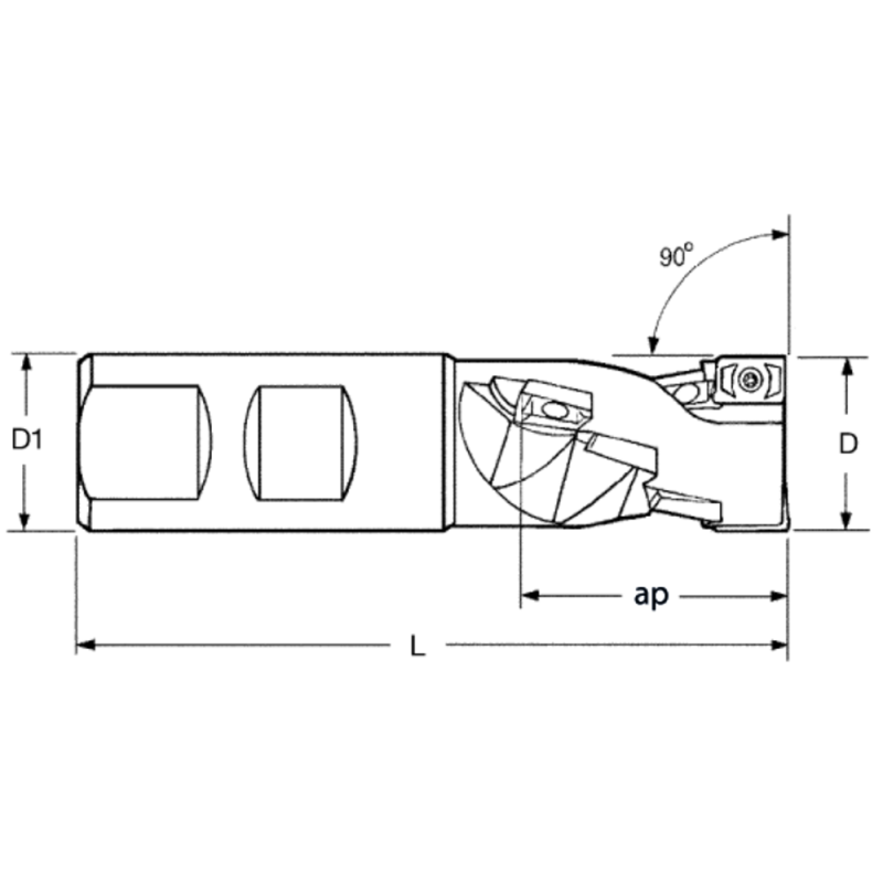 Roughing spiral flute end milling cutter 25x105mm, shank 25mm, for 2 II AP..1604