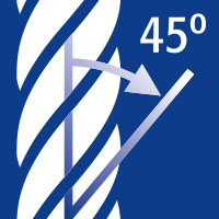 Helix angle 45 degrees